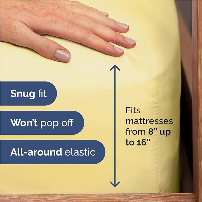 King 6 Piece Sheet Set - Comfy Breathable & Cooling - Ultra Soft Hotel Luxury Bedding Set w/ 8-16 Inch Deep Pockets - 1 Flat & 1 Fitted Sheet & 4 Pillowcases - Cozy, Wrinkle Free & Easy Care - Yellow