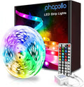 phopollo LED Strip Lights 32.8ft, Color Changing LED Lights for Bedroom, Kitchen, Cabinet Decoration, with 12V Power Supply and 44-Key Remote