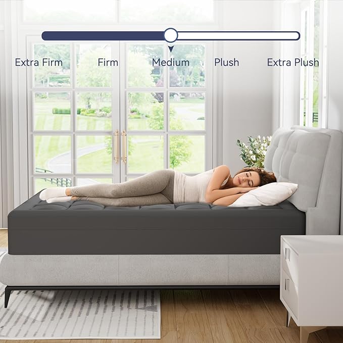 ELEMUSE Dual Layer 3 Inch Memory Foam Mattress Topper Twin, 2 Inch Cooling Gel Memory Foam Plus 1 Inch Down Alternative Pillowtop Mattress Pad with Cooling Cover, Soft Comfort Support, Grey