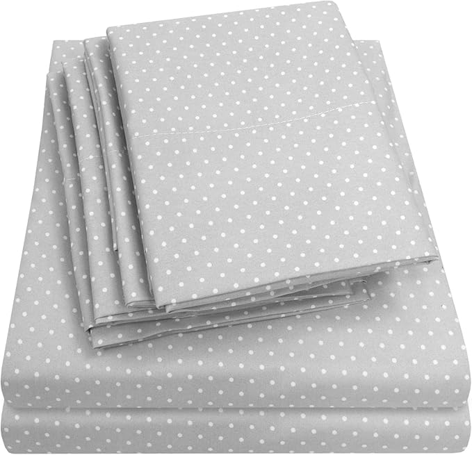 King Size Bed Sheets - 6 Piece 1500 Supreme Collection Fine Brushed Microfiber Deep Pocket King Sheet Set Bedding - 2 Extra Pillow Cases, Great Value, King, Dot Gray