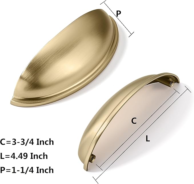 khtumeware 5 Pack 3-3/4" Drawer Pulls Champagne Bronze Cabinet Cup Pulls Kitchen Hardware Cabinet Handles Drawer Handles Knobs 3-3/4 inch Hole Center
