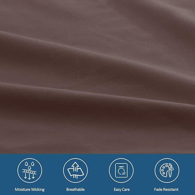 California King Sheet Sets for Air Mattress - Extra Deep Pocket Cal King Sheet Set - 3Pcs Side Storage Pocket Fitted Sheet & Pillowcases Easily Fits 16in to 24in Pillow Top Air Bed Mattress - Brown