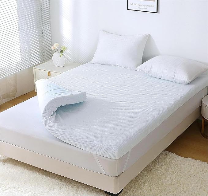 MUXHOMO 2 Inch 7-Zone King Mattress Topper, Egg Crate Foam Mattress Topper King Size for Back Pain, Lavender Cooling Gel Infused Bed Pad, CertiPUR-US and Oeko-TEX Certification (76"×80")