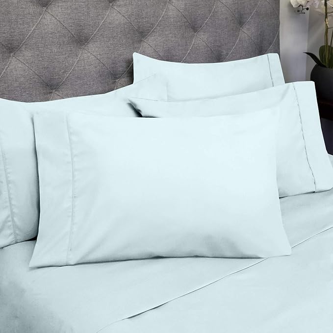 Sweet Home Collection 6 Piece 1500 Supreme Collection Brushed Microfiber Deep Pocket Sheet Set-2 Extra Pillow Cases, Great Value, Split King, Aqua