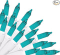 Brite Star 100 Count Mini String Christmas Lights, Teal - 22 feet Indoor/Outdoor Christmas Tree Lights with White Wire (Set of 2)