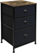 Sorbus Nightstand with 3 Drawers - Bedside Furniture & Night Stand End Table Dresser with Steel Frame, Wood Top, Easy Pull Fabric Bins for Home, Bedroom Accessories, Office & Dorm