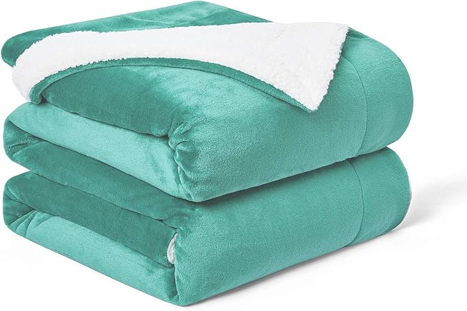 Walensee Sherpa Fleece Blanket (King Size 108”x90” Turquoise) Plush Throw Fuzzy Super Soft Reversible Microfiber Flannel Blankets for Couch, Bed, Sofa Ultra Luxurious Warm and Cozy for All Seasons