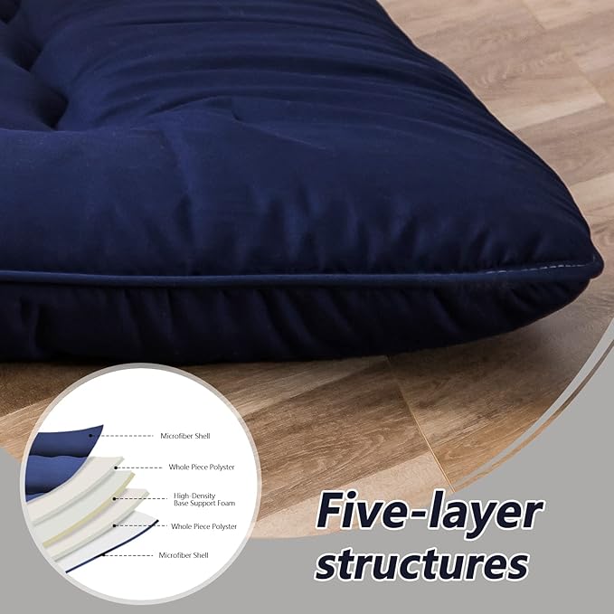 MAXYOYO Cot Japanese Floor Futon Mattress, Single Size Tatami Mat Sleeping Pad Foldable Roll Up Boys Girls Narrow Mattress Kids Lounger Pillow Bed