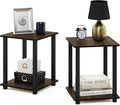 Furinno SIMPLISTIC Side Table Set of 2, 2-Tier End Table, Nightstand, Night Stand, Bedside Table, Easy Assembly, for Living Room, Bedroom, Columbia Walnut