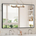 40x28 Inch LED Bathroom Mirror, Black Metal Framed Lighted Mirror for Bathroom, Wall Mouted LED Vanity Mirror with Lights, 3 Colors and Stepless Dimmable, Anti-Fog, Memory