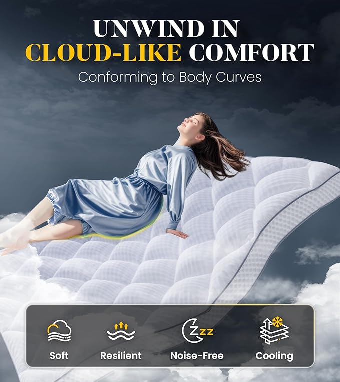 3 Inch Ultra-Fluffy Memory Foam Mattress Topper Full for Back Pain, Extra Soft Pillow Top Full Mattress Topper with 4X Support, Mattress Pad with Breathable Air Mesh Sides, 6-21'' Deep Pocket