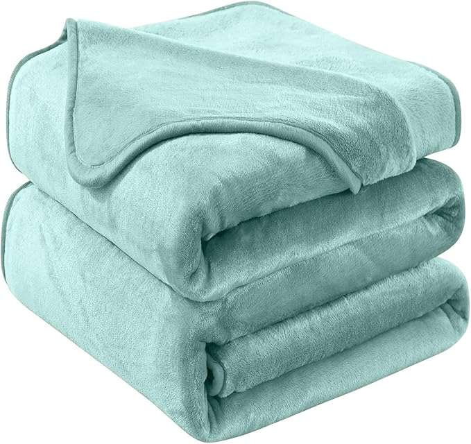 Soft Queen Size Blanket for All Season Warm Fuzzy Microplush Lightweight Thermal Fleece Summer Autumn Fall Winter Spring Blankets for Queen Full Bed Couch Sofa,90x90 Inches,Sage Green