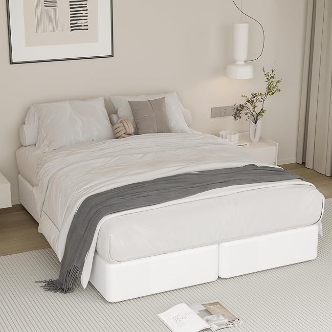 7 Inch Queen Box Spring, Split Design for Easy Setup in Apartments, Heavy Duty Steel Frame, Non-Slip Mattress Base Fabric Cover, Noise Free