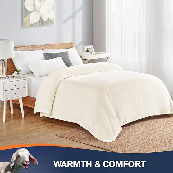 Walensee Fleece Blanket Plush Throw Fuzzy Lightweight (King Size 108x90 Cream) Super Soft Microfiber Flannel Blankets for Couch, Bed, Sofa Ultra Luxurious Warm and Cozy for All Seasons