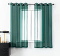 DUALIFE Hunter Green Sheer Curtains 45 Inch Length,Look Semi Sheer Curtain Drapes for Living Room Bedroom Loft Kitchen Bathroom Privacy Voile Window Treatment Panels,52 x 45 Inches,Set of 2