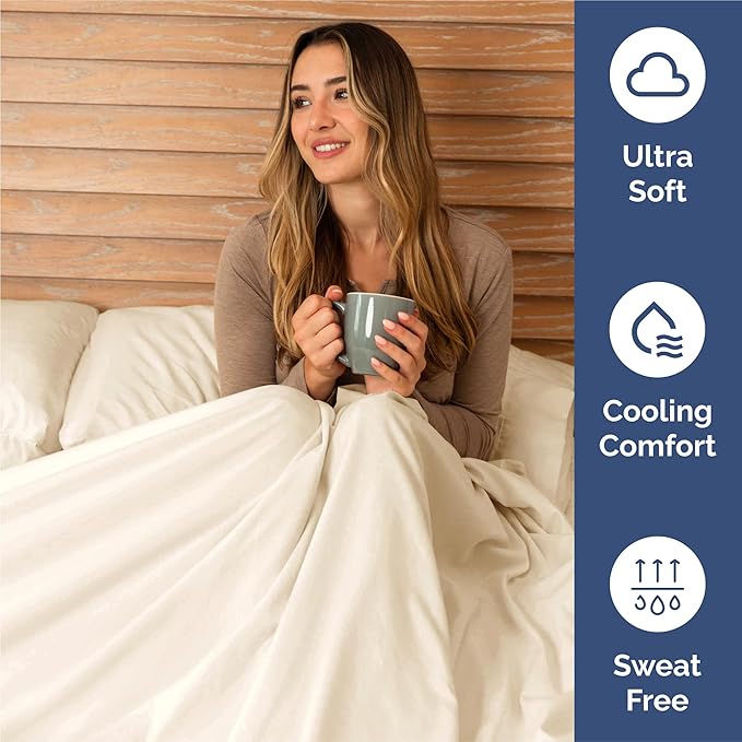Split King 7 Piece Sheet Set - Comfy Breathable & Cooling - Soft Hotel Luxury Bedding Set with 8-16 Inch Deep Pockets - 1 Flat & 2 Fitted Sheet & 4 Pillowcases - Wrinkle Free & Easy Care - Off White