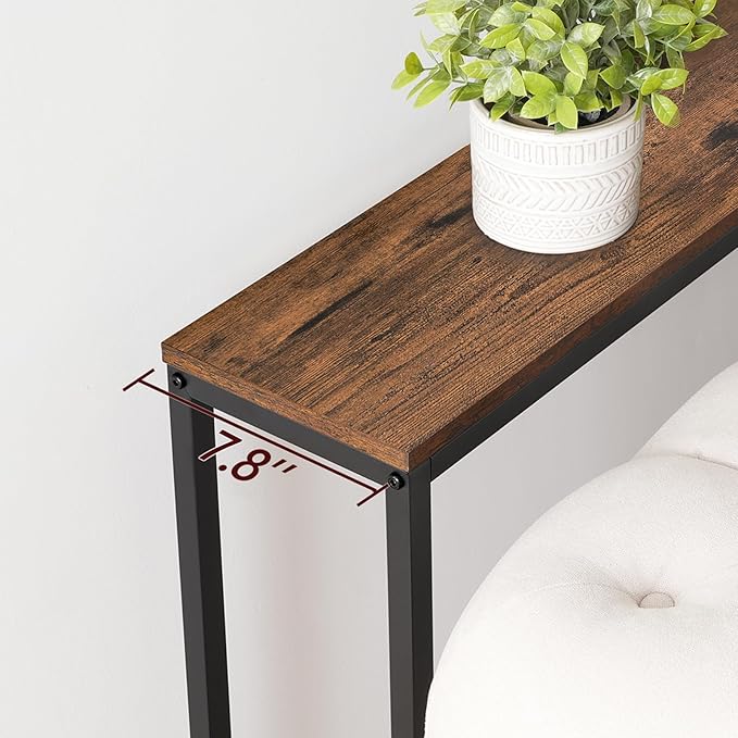 78.7" Console Table with Power Outlet, Narrow Sofa Table Behind Couch, Skinny Entryway Table with with Charging Station, for Hallway, Foyer, Living Room, Rustic Brown CTHR20E01