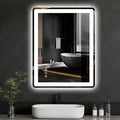 24x32 LED Mirror for Bathroom, Rounded Rectangle Mirror with Backlit + Front Lit, Bathroom Mirror with Lights, Anti-Fog, Dimmable, Lighted Vanity Mirror Tempered Glass(Horizontal/Vertical)