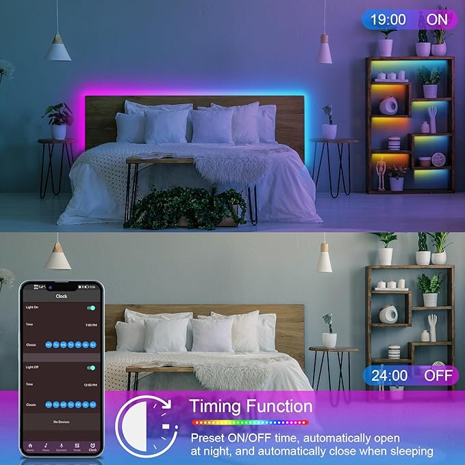 100ft Led Lights for Bedroom, Led Strip Lights Music Sync Corlor Changing, Led Light Strip with Remote & App Control RGB Strip, Led Lights for Room Dorm Home Classroom Ceiling Decor