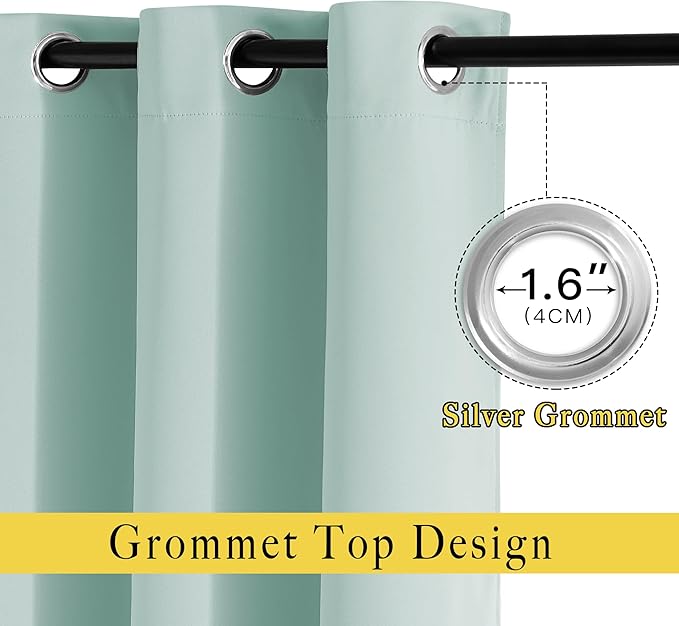 NICETOWN Blackout Curtains for Girls Room - Thermal Insulated Solid Grommet Room Darkening Panels/Drapes for Girl's Bedroom (Aqua Blue, 1 Pair, 46 by 54-Inch)