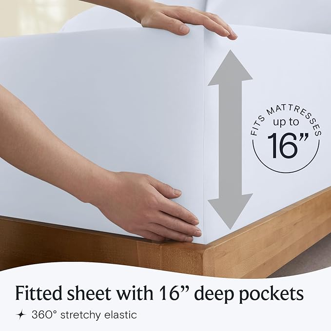LuxClub 3 PC Sheet Set Bed Sheets Deep Pockets 16" Eco Friendly Wrinkle Free Cooling Machine Washable Hotel Bedding Silky Soft - Baby Blue Twin