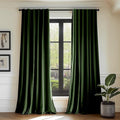 Lazzzy Velvet Blackout Curtains Thermal Insulated Room Window Drapes Super Soft Luxury Curtains for Living Room Bedroom Rod Pocket 2 Panels, Moss, 42" W x 84" L