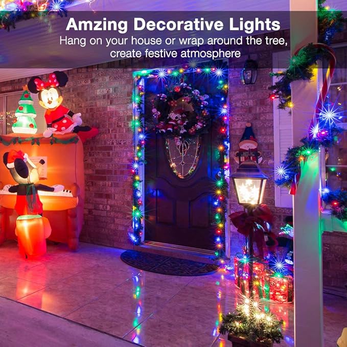 BrizLabs Multicolored Christmas Lights, 69.6ft 300 Count Connectable Christmas Tree Lights, 120V UL Certified Incandescent Light String, Mini Xmas Light for Indoor Xmas Holidays Home Decoration