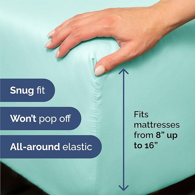 King Sheets Set 6 Piece - Includes 4 Pillowcases - Bed Sheets King Size - Soft Hotel Luxury Bedding - Cooling, Comfy, Cozy & Breathable - 1 Flat & 1 Fitted & 4 Pillowcases w/ Deep Pockets - Spa Blue