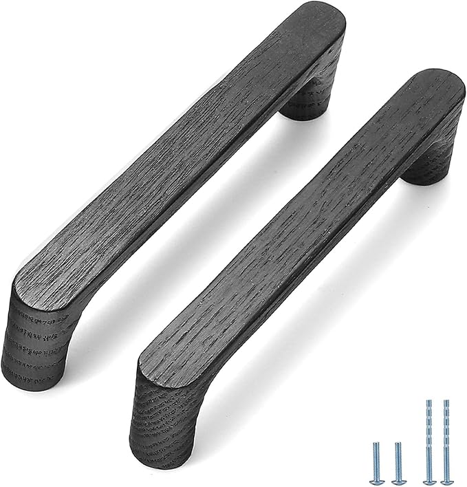 Black Round 5 in 6 pcs Wooden Drawer Pulls Handle pulls for cabinets Kitchen Cabinet Drawer pulls Cabinet Door Pull