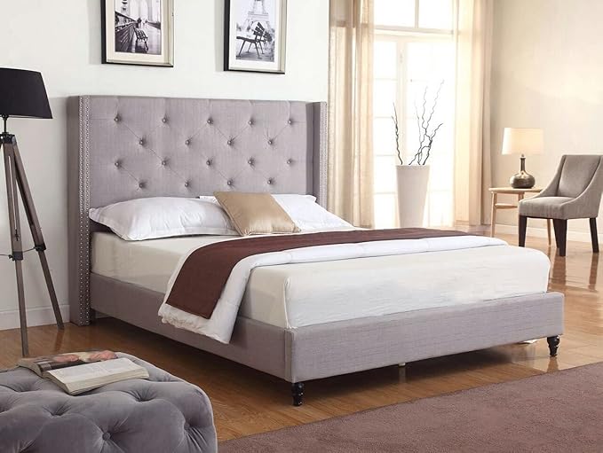 HomeLife Platform Bed, Queen 2019, Light Grey