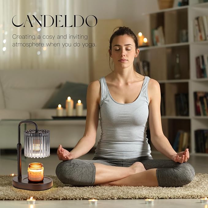 Candle Warmer Lamp with Timer: Black Candle Warming Lamp Height Adjustable Wax Melt Warmer Dimmable Modern New Home Bedroom Decor Housewarming Gift for Women