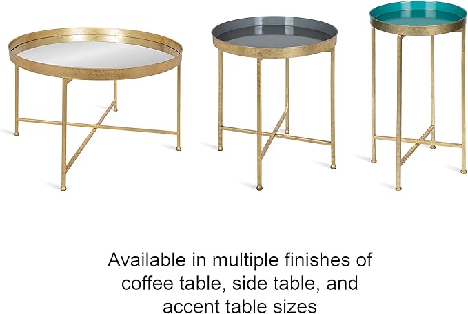 Kate and Laurel Celia Round Metal Foldable Accent Table with Tray Top, 14" x 14" x 25.75", Silver