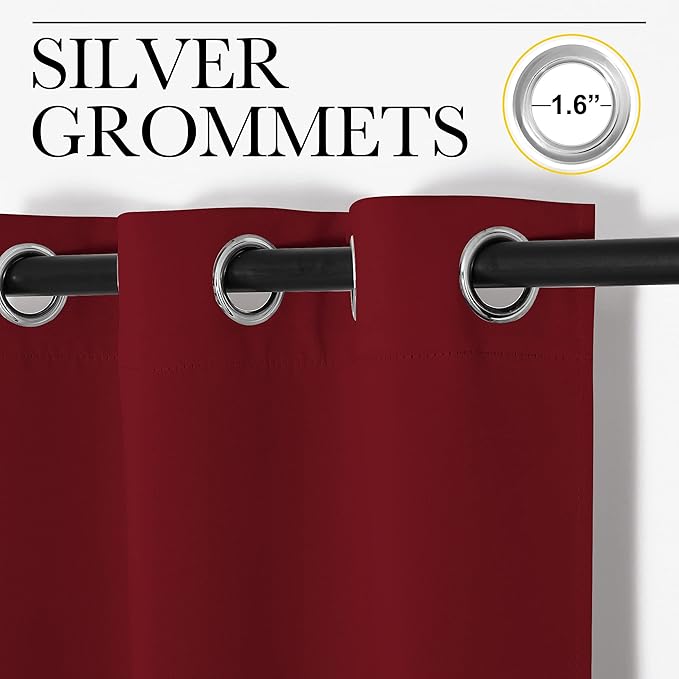 NICETOWN Burgundy Red Blackout Drapes - Window Treatment Light Blocking Privacy Curtain Panels for Christmas Window Decoration (Set of 2, 42 inches by 95-inch)
