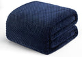 Exclusivo Mezcla Fleece Bed Blanket Queen Size, Super Soft and Warm Blankets for Couch, Sofa and Bed Waffle Textured, Cozy, Fuzzy and Lightweight (Navy Blue, 90x90 Inches)