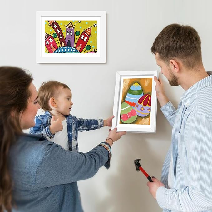 4 Pack Kids Artwork Frames Changeable 8.5 x 11 Inch Children Art Projects Kids Art Frames Front Opening Picture Display Frame, White