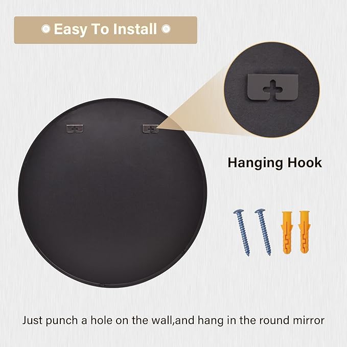 HARRITPURE Round Mirror 18 Black Wall Mounted Circle Mirrors Vanity Mirror with Brushed Aluminum Alloy Frame Modern Decoration for Bathroom, Living Room, Vanity, Bedroom, Entryway