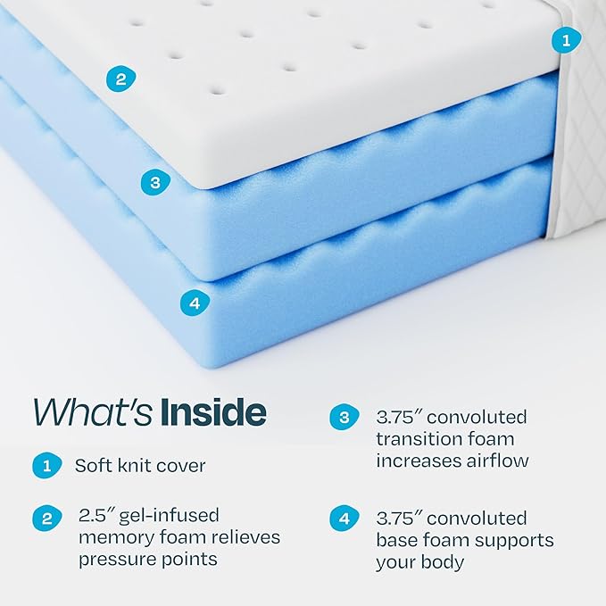 Linenspa 10 Inch Gel Infused Memory Foam Mattress – Twin XL Size – Medium Plush - Cooling Gel - Mattress in a Box - Primary or Guest Bedroom - Pressure Relieving and Breathable – CertiPUR-US Certified