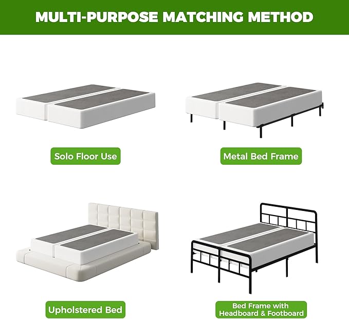 EMODA 7 Inch Split King Box Spring Bed Base, 3500LBS Heavy Duty Metal King Size Box Spring Mattress Foundation with Fabric Cover, Noise-Free, Non Slip, Easy Assembly