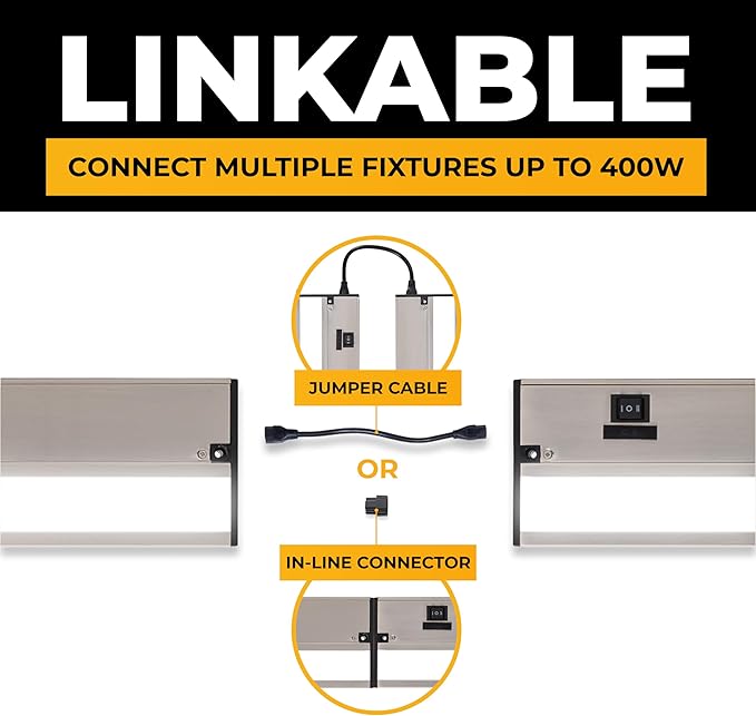 LED Under Cabinet Lighting Hardwired - 3CCT 9 Inch Satin Finish - Undercabinet Lights for Kitchen - Linkable Undercounter Dimmable Plug in Light or Hard Wired - Under Counter Fixture Direct Wire