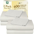 2-Pack Cotton Twin Sheet Sets - 400 Thread Count 100% Cotton Sateen - Extra Soft, Breathable & Cooling Sheets, Wrinkle Resistant, 2 Sets of Deep Pocket Bed Sheets - Ivory (Pale Tone)