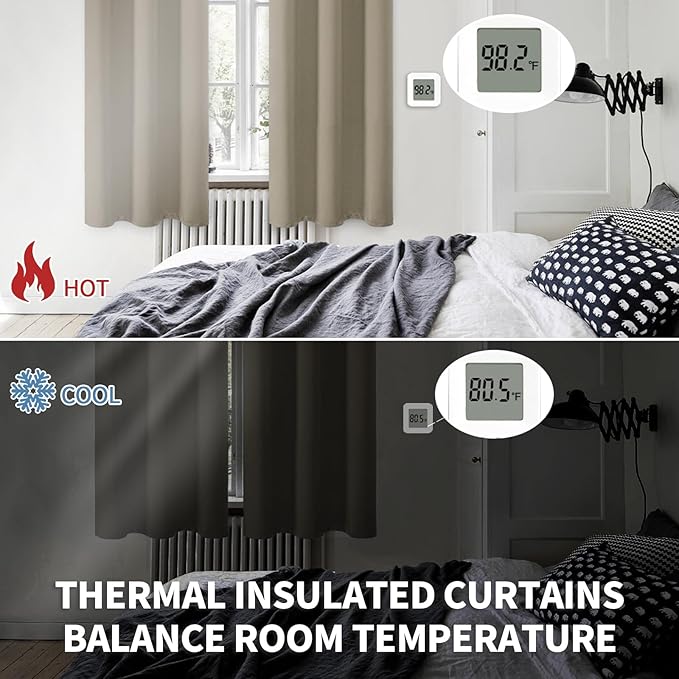 BGment Room Darkening Curtains 54 Inches Long - Grommet Thermal Insulated Drapes Window Treatment Curtains for Bedroom, 2 Panels, 38 x 54 Inch, Cocoa