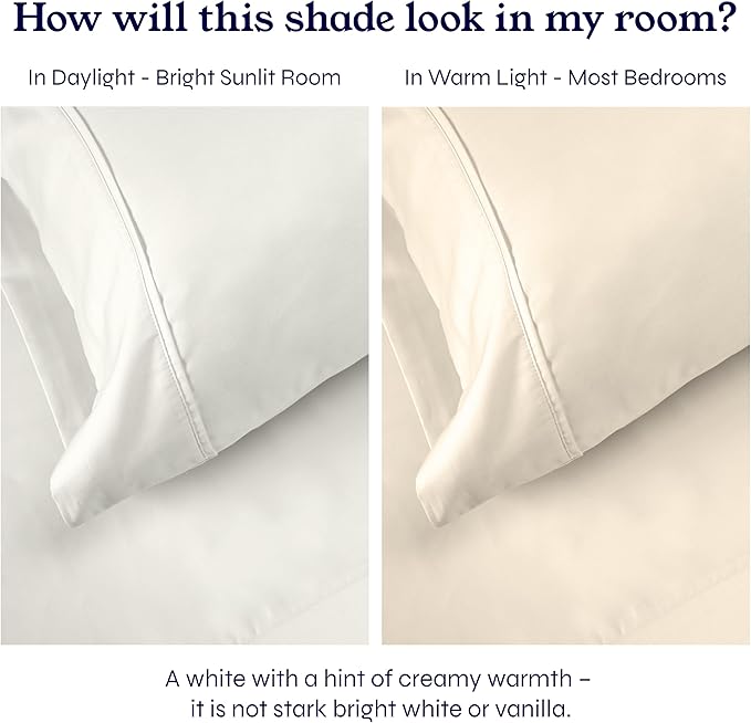 2-Pack Cotton Twin Sheet Sets - 400 Thread Count 100% Cotton Sateen - Extra Soft, Breathable & Cooling Sheets, Wrinkle Resistant, 2 Sets of Deep Pocket Bed Sheets - Ivory (Pale Tone)