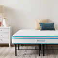 Linenspa 8” Memory Foam and Innerspring Hybrid Mattress + 14” Black Metal Platform Bedframe – Full Mattress + Metal Folding Full Bedframe