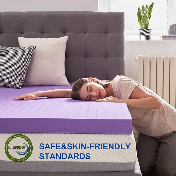 SINWEEK 2 Inch Gel Memory Foam Mattress Topper Ventilated Soft Pressure Relieve Mattress Pad, Breathable Bed Topper, CertiPUR-US Certified, King Size