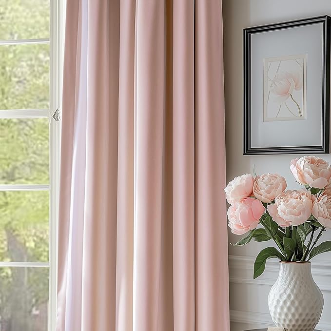 Lazzzy Velvet Blackout Curtains Thermal Insulated Room Window Drapes Super Soft Luxury Curtains for Living Room Bedroom Rod Pocket 2 Panels, Dusty Pink, 52" W x 102" L