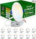 zouzai 12 Pack 6 Inch 6000k/5000k/4000k/3000k/2700k 5CCT Selectable Ultra-Thin LED Recessed Ceiling Light with Junction Box,12W Eqv 110W,Dimmable, led can Lights- ETL and Energy Star Certified