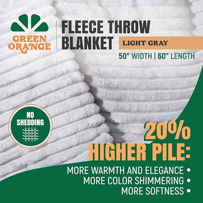 GO Premium Plush Soft Throw Blanket for Couch - Light Gray Fleece Blanket for Living Room, Bedroom, Home Decor - Small Couch Blanket for Men, Women (50x60 Inches)