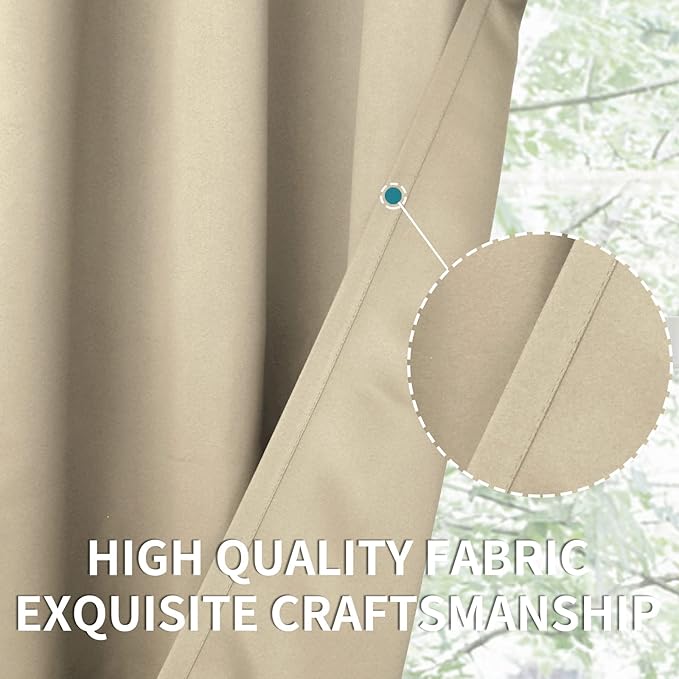 BGment Room Darkening Curtains 95 Inches Long - Grommet Thermal Insulated Drapes Window Treatment Curtains for Bedroom, 2 Panels, 52 x 95 Inch, Beige