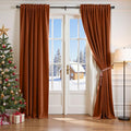 Lazzzy Velvet Blackout Curtains Thermal Insulated Room Window Drapes Super Soft Luxury Curtains for Living Room Bedroom Rod Pocket 2 Panels, Burnt Orange, 52" W x 108" L