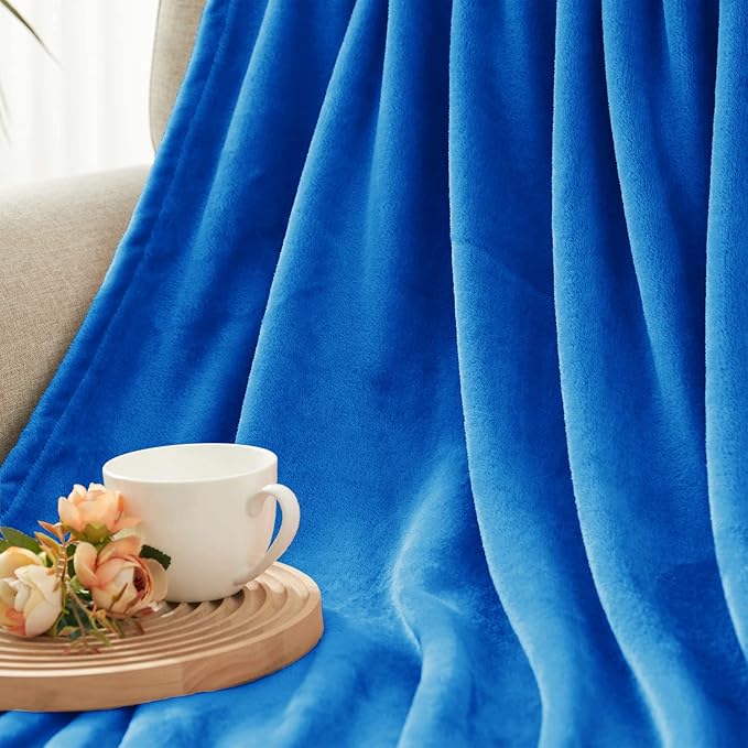 Exclusivo Mezcla Fleece Blanket Twin Size for Bed, Super Soft and Warm, All Season Use, Cozy, Plush, Lightweight, 60x80 Inches Cobalt Blue